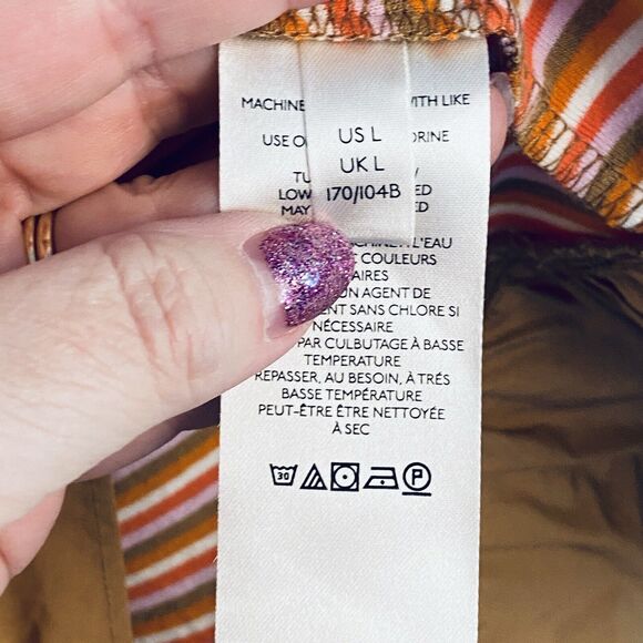 Anthropologie Maeve Top Womens Size Large Ruffle Peplum Blouse L Stripe - Picture 6 of 8